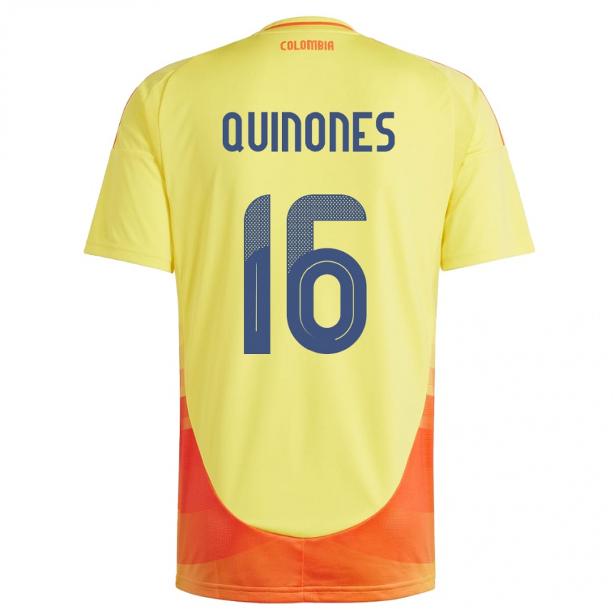 Kids Football Colombia Nelson Quiñónes #16 Yellow Home Jersey 24-26 T-Shirt