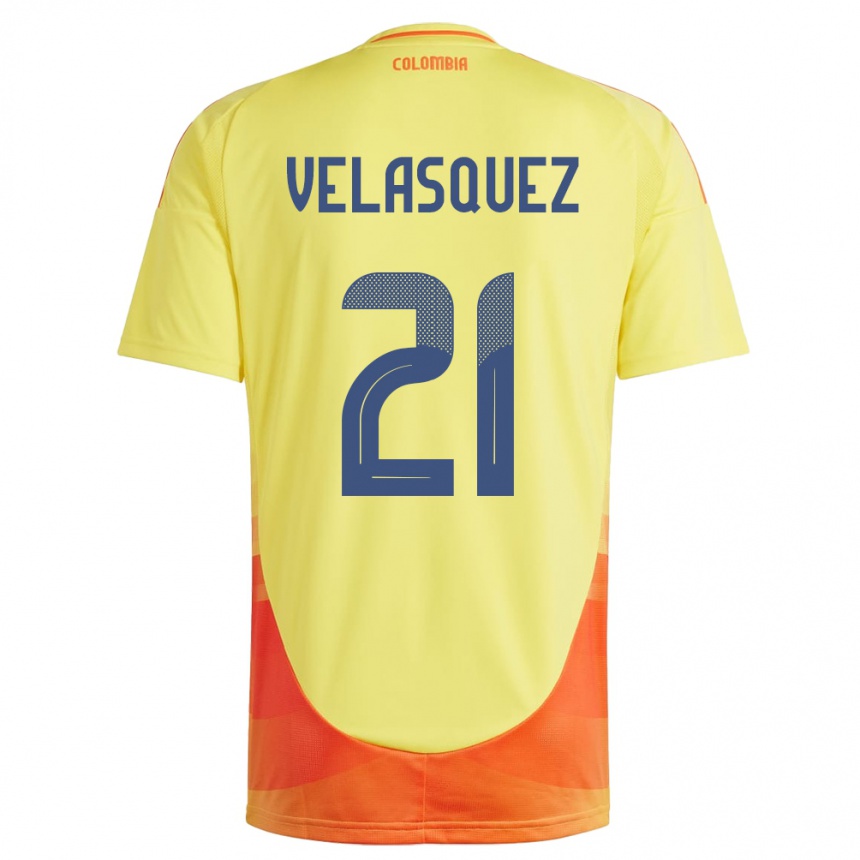 Kids Football Colombia Samuel Velásquez #21 Yellow Home Jersey 24-26 T-Shirt