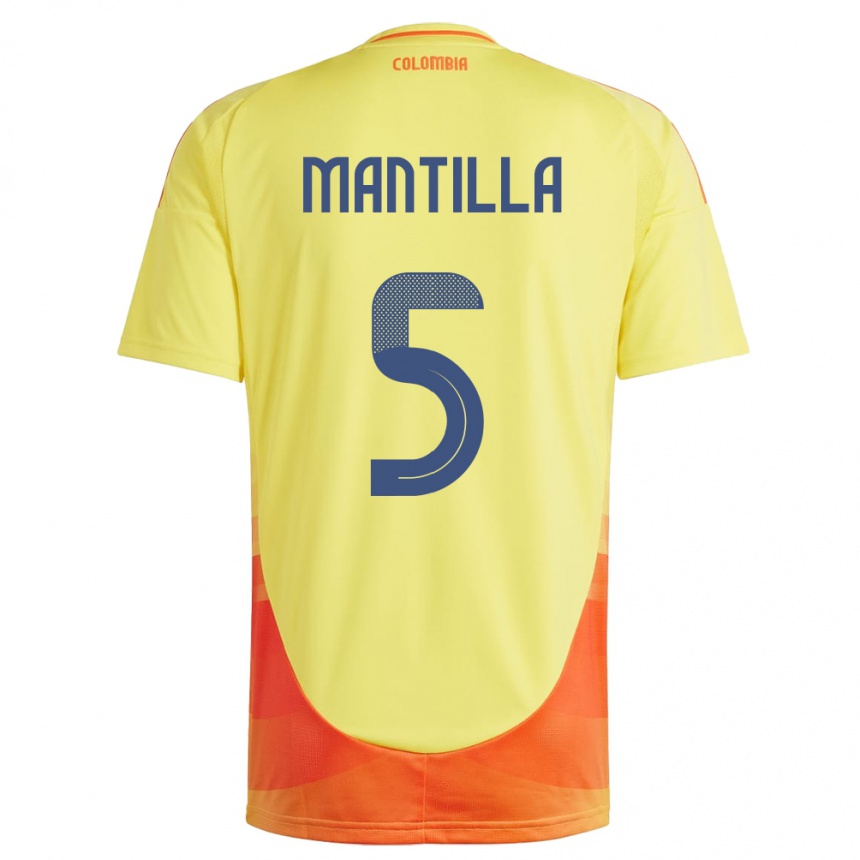 Kids Football Colombia Kevin Mantilla #5 Yellow Home Jersey 24-26 T-Shirt