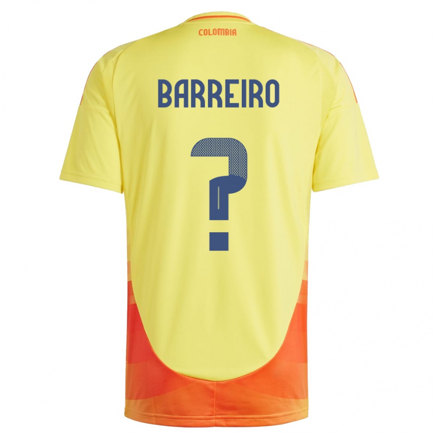 Kids Football Colombia Jhon Barreiro #0 Yellow Home Jersey 24-26 T-Shirt