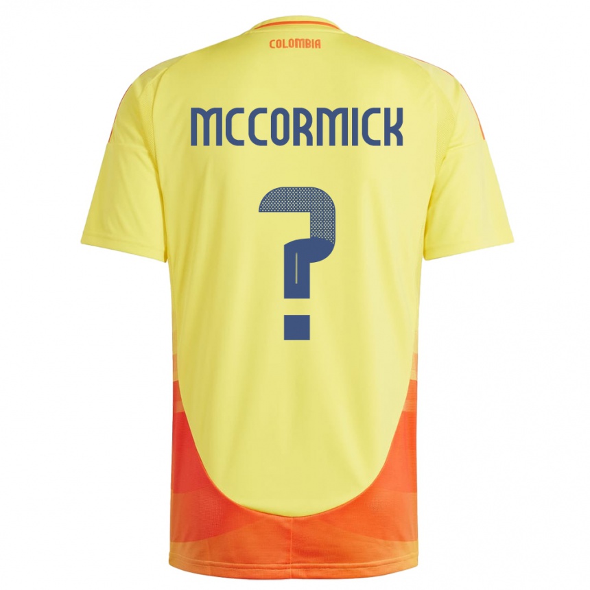 Kids Football Colombia Hollman Mccormick #0 Yellow Home Jersey 24-26 T-Shirt