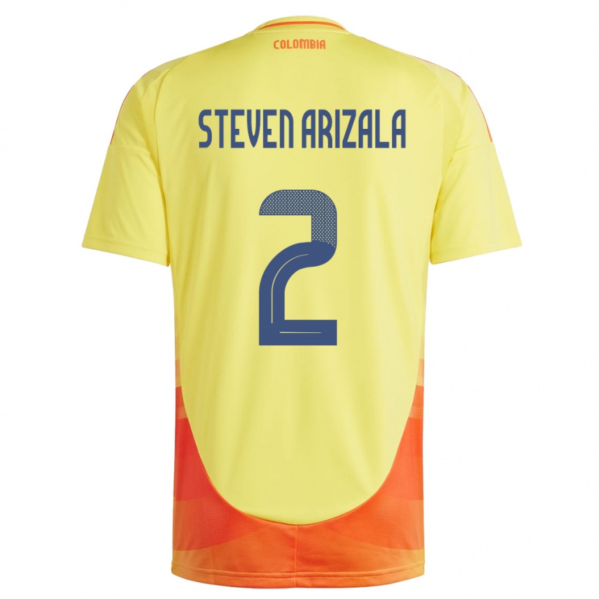 Kids Football Colombia Elver Steven Arizala #2 Yellow Home Jersey 24-26 T-Shirt