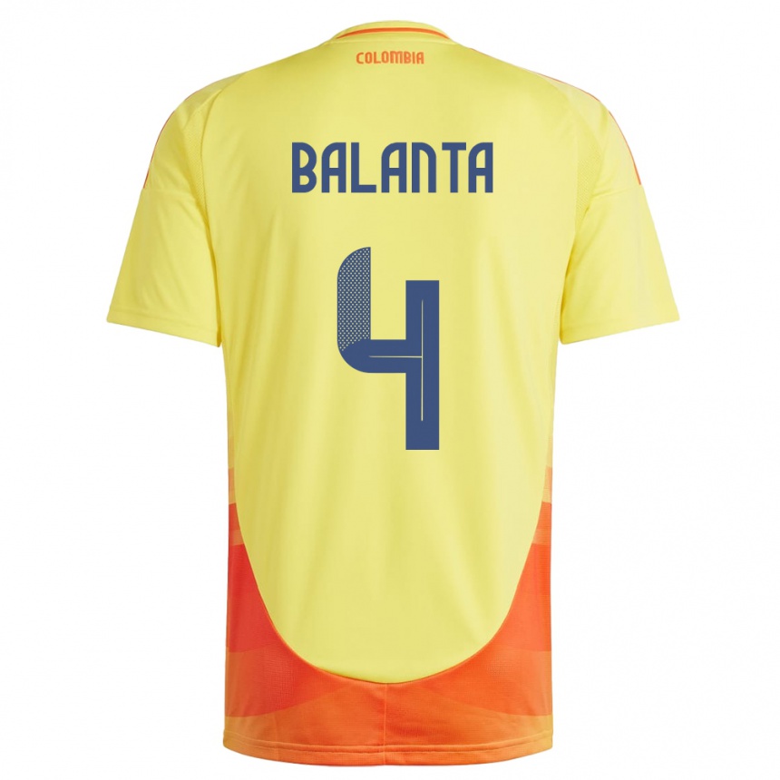 Kids Football Colombia Marlon Balanta #4 Yellow Home Jersey 24-26 T-Shirt