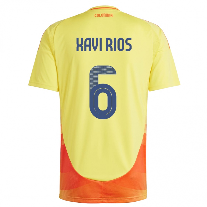 Kids Football Colombia Xavi Ríos #6 Yellow Home Jersey 24-26 T-Shirt