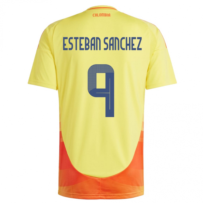 Kids Football Colombia Juan Esteban Sánchez #9 Yellow Home Jersey 24-26 T-Shirt