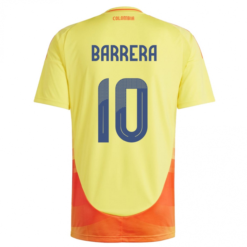 Kids Football Colombia Jordan Barrera #10 Yellow Home Jersey 24-26 T-Shirt