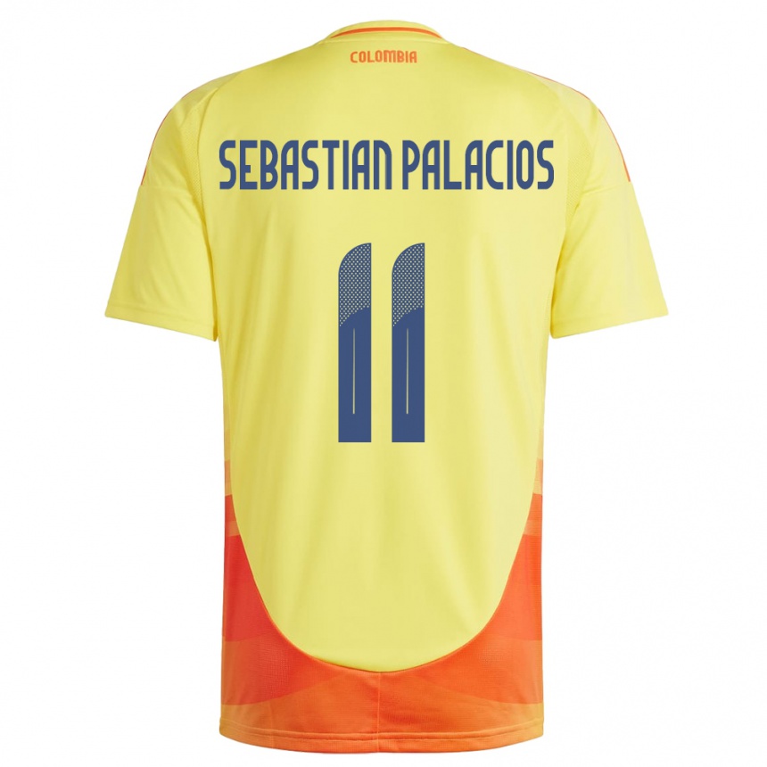 Kids Football Colombia Juan Sebastián Palacios #11 Yellow Home Jersey 24-26 T-Shirt