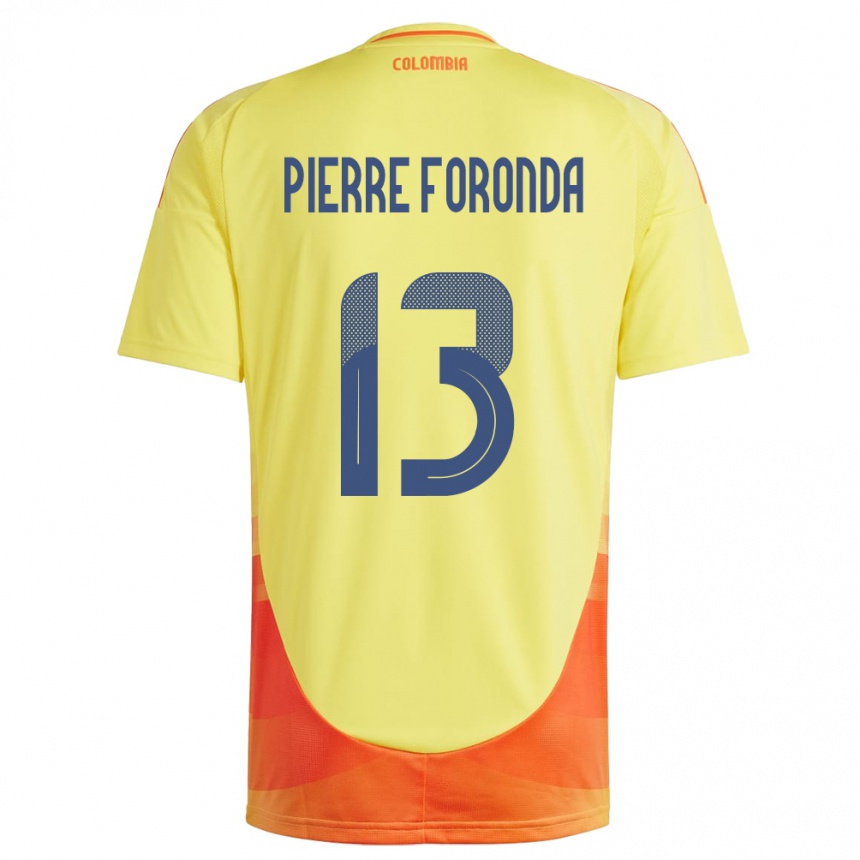 Kids Football Colombia Jean Pierre Foronda #13 Yellow Home Jersey 24-26 T-Shirt