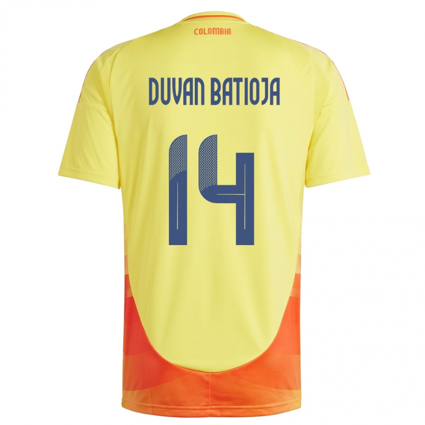 Kids Football Colombia Andy Duván Batioja #14 Yellow Home Jersey 24-26 T-Shirt