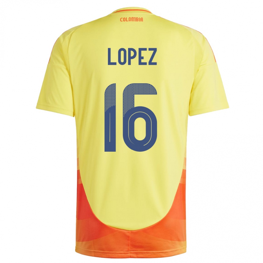 Kids Football Colombia William López #16 Yellow Home Jersey 24-26 T-Shirt