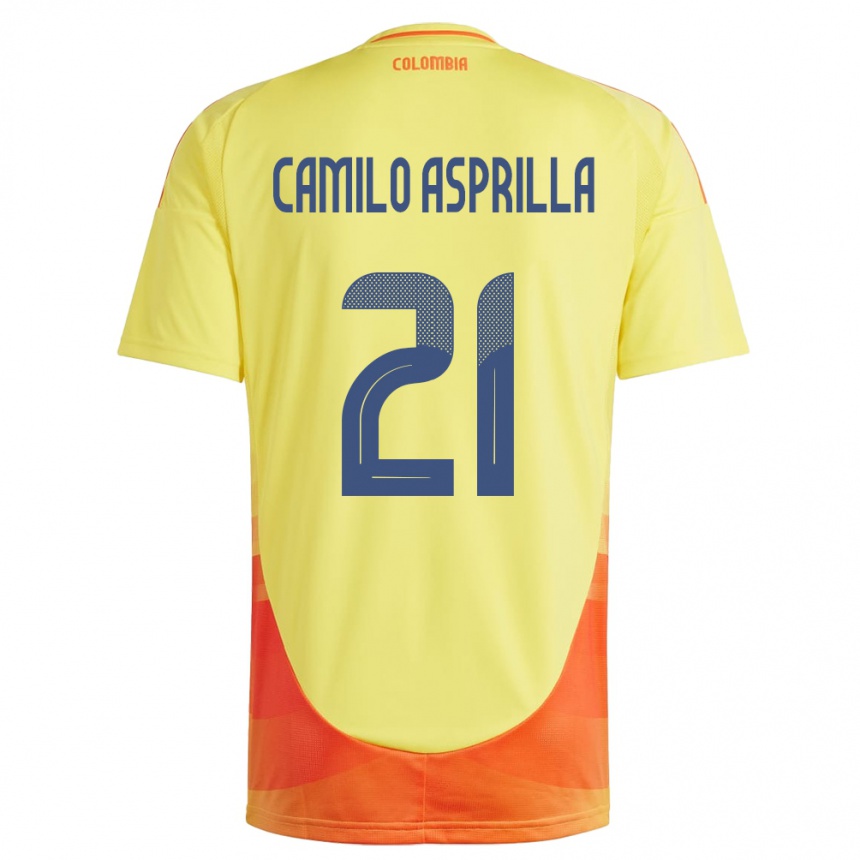 Kids Football Colombia Juan Camilo Asprilla #21 Yellow Home Jersey 24-26 T-Shirt