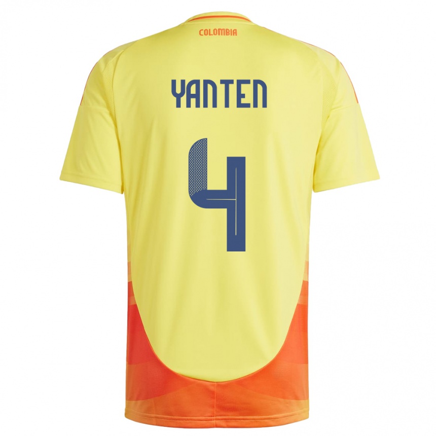 Kids Football Colombia Fabiana Yantén #4 Yellow Home Jersey 24-26 T-Shirt