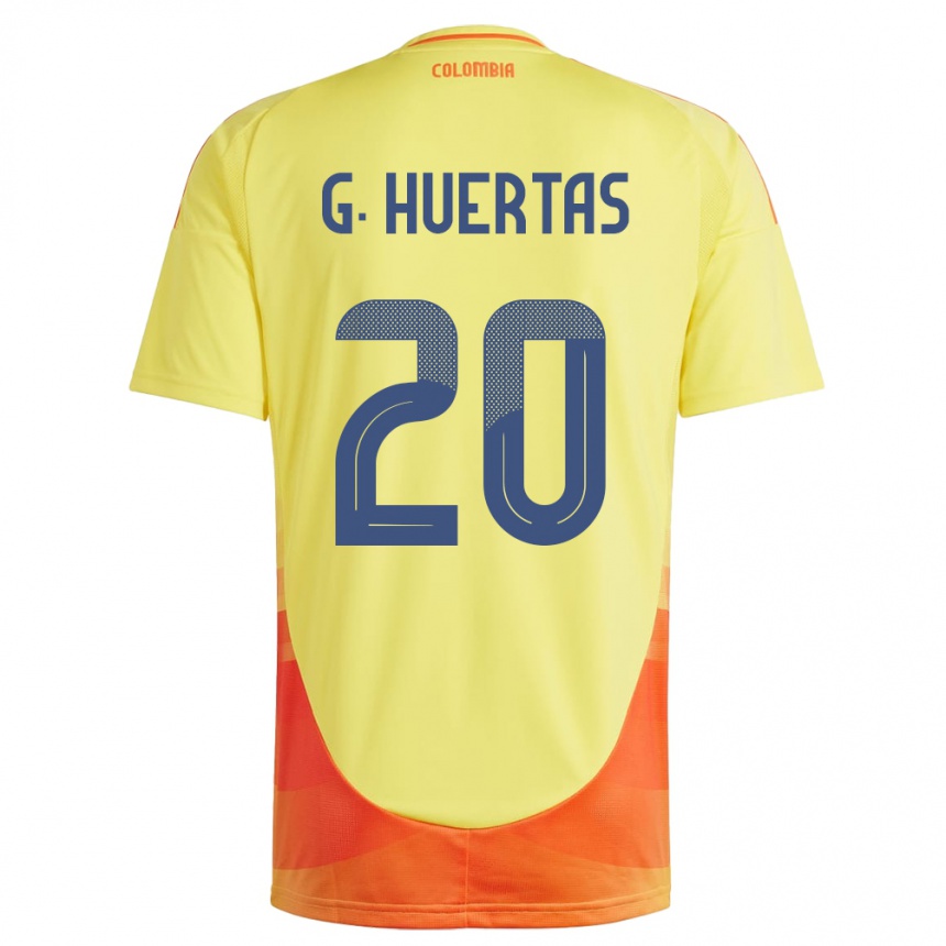 Kids Football Colombia Gabriela Huertas #20 Yellow Home Jersey 24-26 T-Shirt