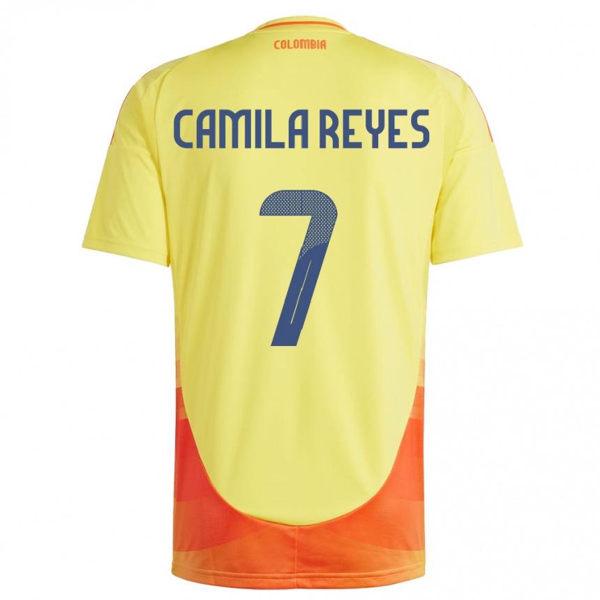 Kids Football Colombia María Camila Reyes #7 Yellow Home Jersey 24-26 T-Shirt