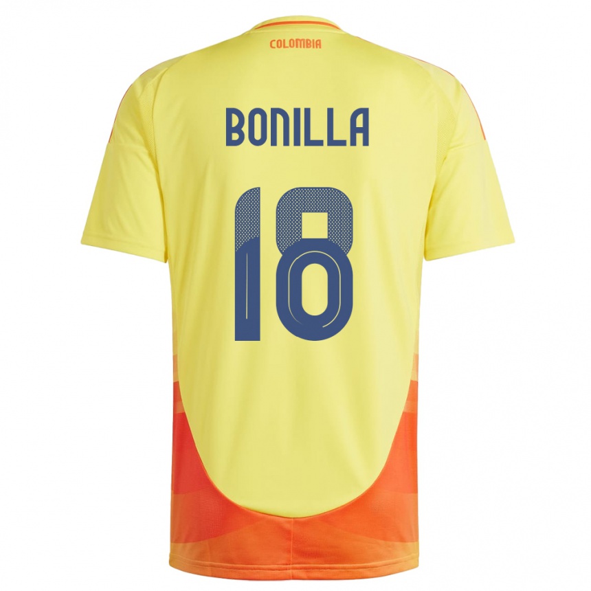 Kids Football Colombia Wendy Bonilla #18 Yellow Home Jersey 24-26 T-Shirt