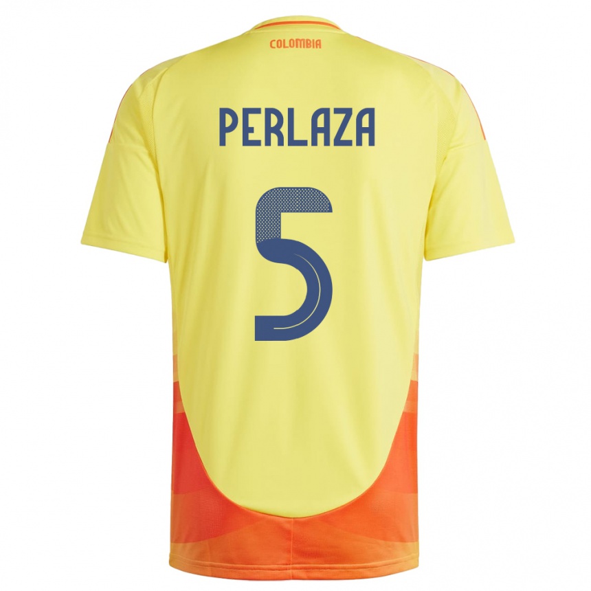 Kids Football Colombia Stefania Perlaza #5 Yellow Home Jersey 24-26 T-Shirt