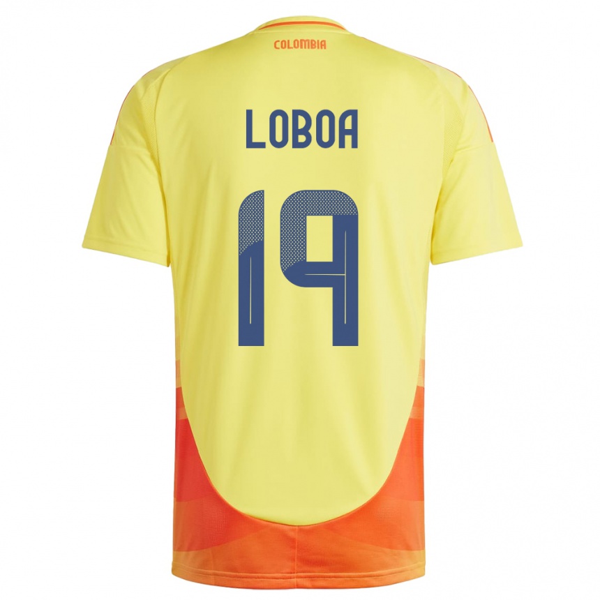 Kids Football Colombia Valerin Loboa #19 Yellow Home Jersey 24-26 T-Shirt