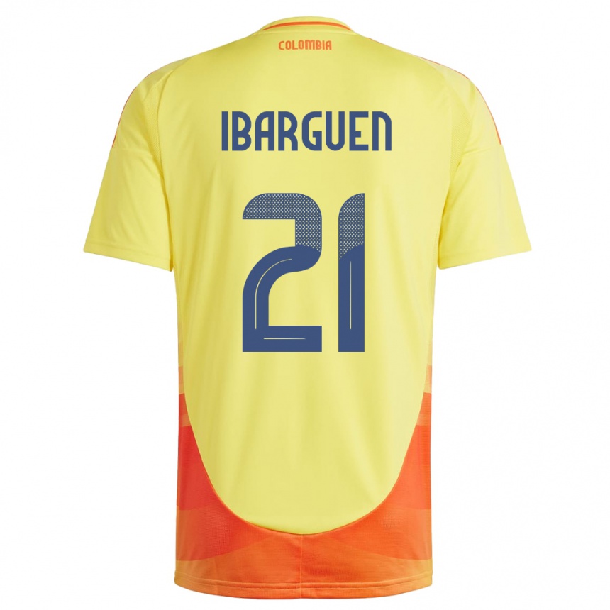 Kids Football Colombia Kelly Ibargüen #21 Yellow Home Jersey 24-26 T-Shirt