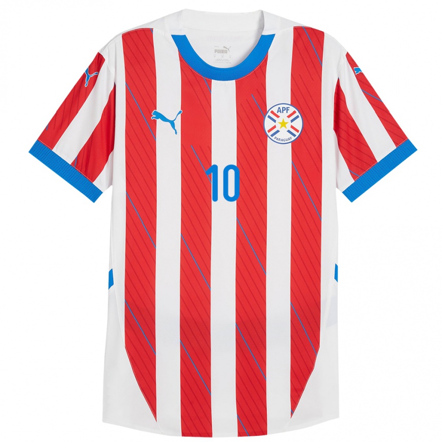 Kids Football Paraguay Wílder Viera #10 White Red Home Jersey 24-26 T-Shirt