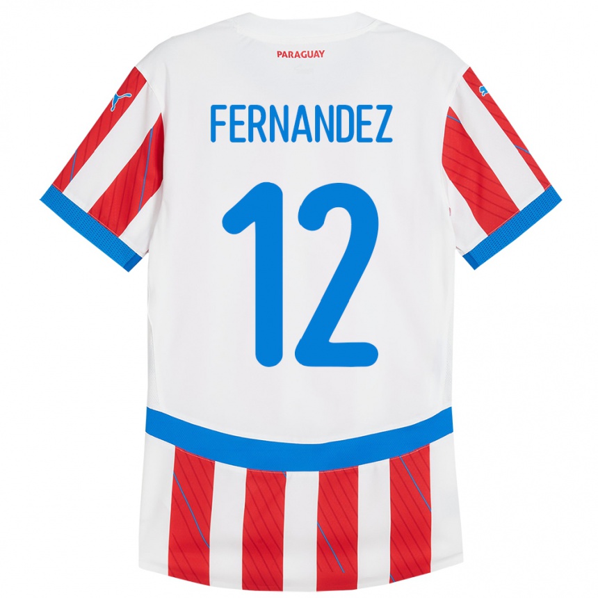 Kids Football Paraguay Gatito Fernández #12 White Red Home Jersey 24-26 T-Shirt