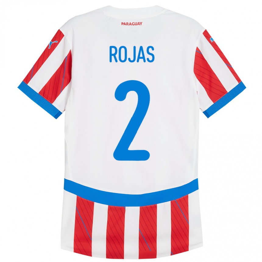 Kids Football Paraguay Robert Rojas #2 White Red Home Jersey 24-26 T-Shirt