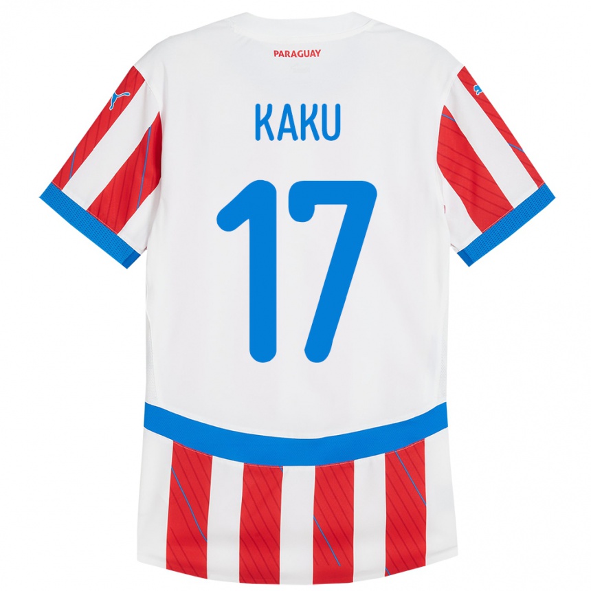 Kids Football Paraguay Kaku #17 White Red Home Jersey 24-26 T-Shirt