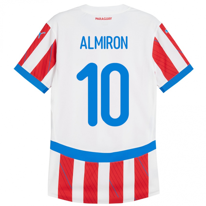 Kids Football Paraguay Miguel Almirón #10 White Red Home Jersey 24-26 T-Shirt