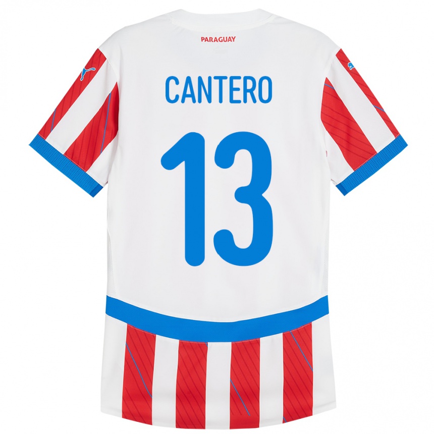 Kids Football Paraguay Alexis Cantero #13 White Red Home Jersey 24-26 T-Shirt