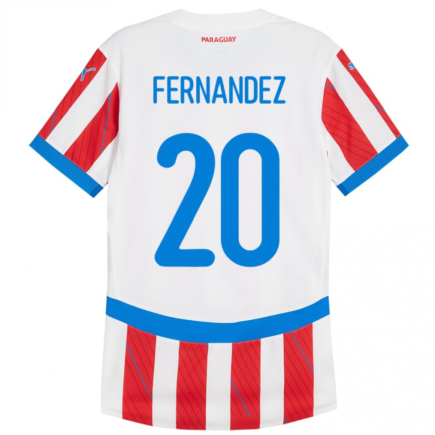 Kids Football Paraguay Marcelo Fernández #20 White Red Home Jersey 24-26 T-Shirt