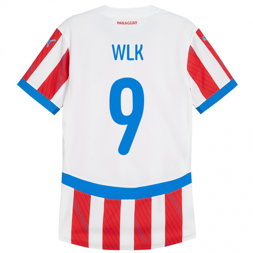 Kids Football Paraguay Allan Wlk #9 White Red Home Jersey 24-26 T-Shirt