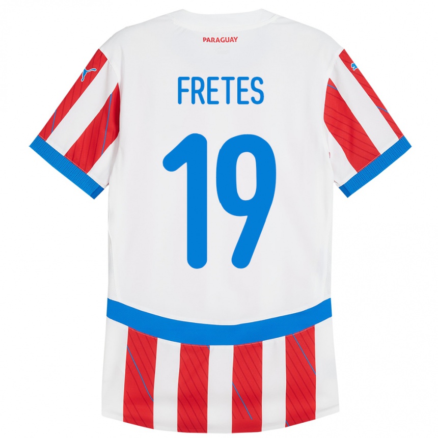 Kids Football Paraguay Alexis Fretes #19 White Red Home Jersey 24-26 T-Shirt