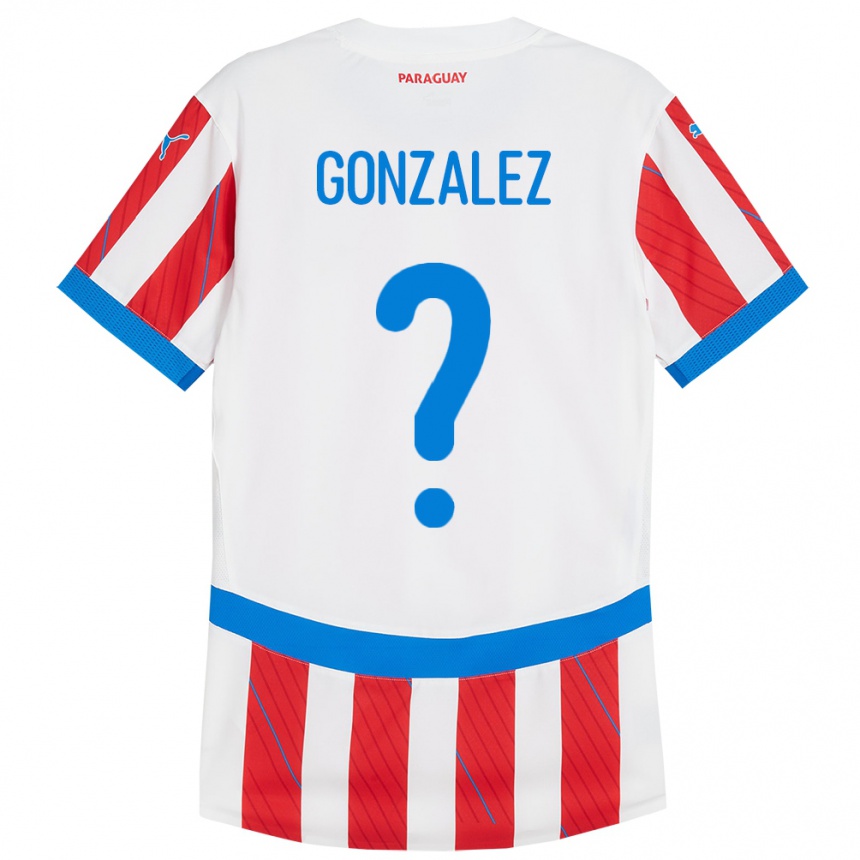 Kids Football Paraguay Antonio González #0 White Red Home Jersey 24-26 T-Shirt