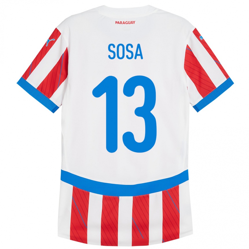 Kids Football Paraguay Alex Sosa #13 White Red Home Jersey 24-26 T-Shirt