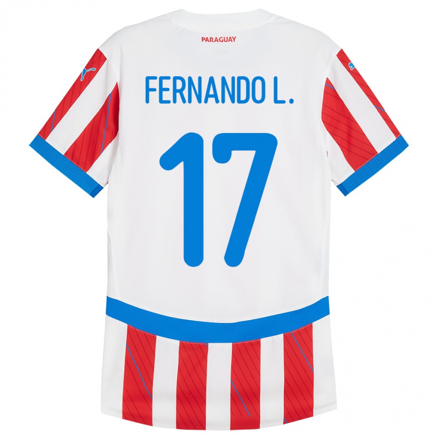 Kids Football Paraguay Fernando Leguizamón #17 White Red Home Jersey 24-26 T-Shirt