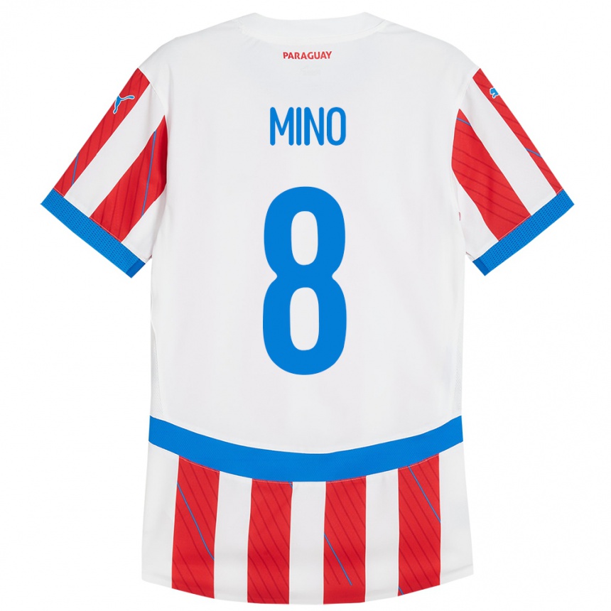 Kids Football Paraguay Rosa Miño #8 White Red Home Jersey 24-26 T-Shirt