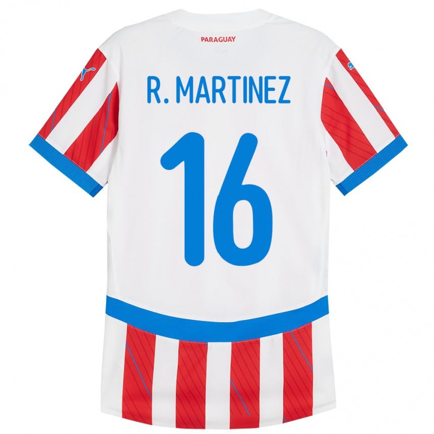 Kids Football Paraguay Ramona Martínez #16 White Red Home Jersey 24-26 T-Shirt