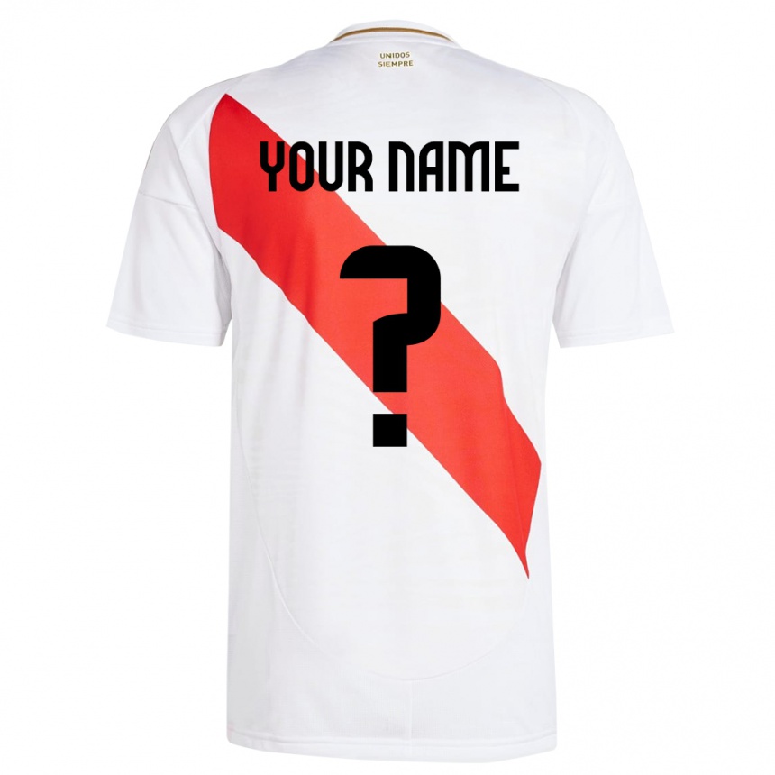 Kids Football Peru Your Name #0 White Home Jersey 24-26 T-Shirt