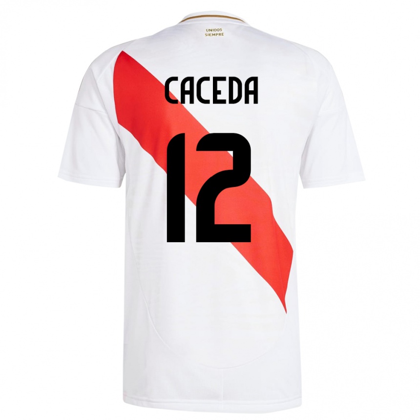 Kids Football Peru Carlos Cáceda #12 White Home Jersey 24-26 T-Shirt