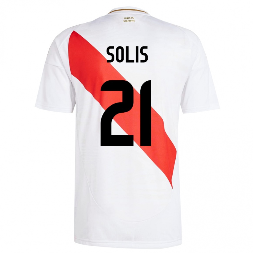 Kids Football Peru Renato Solís #21 White Home Jersey 24-26 T-Shirt
