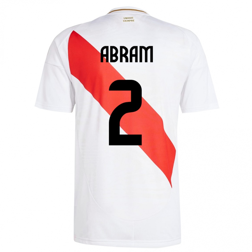 Kids Football Peru Luis Abram #2 White Home Jersey 24-26 T-Shirt