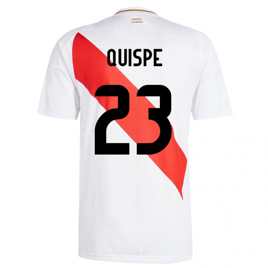 Kids Football Peru Piero Quispe #23 White Home Jersey 24-26 T-Shirt