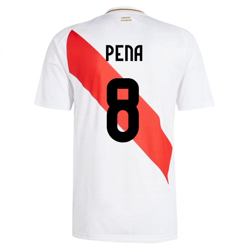 Kids Football Peru Sergio Peña #8 White Home Jersey 24-26 T-Shirt