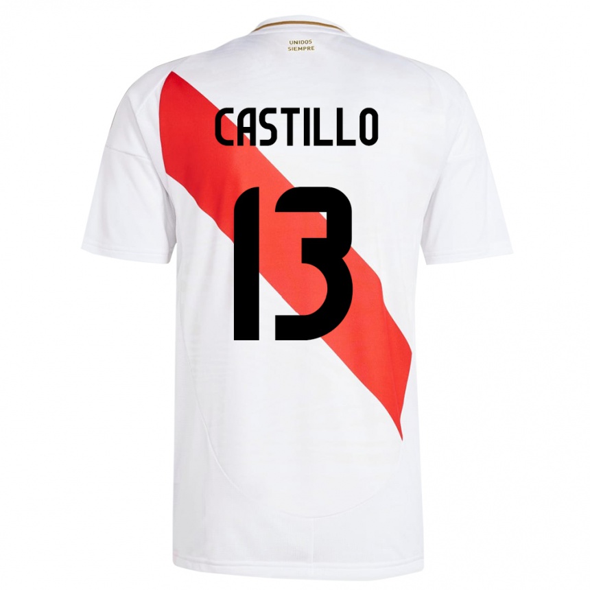 Kids Football Peru Jesús Castillo #13 White Home Jersey 24-26 T-Shirt