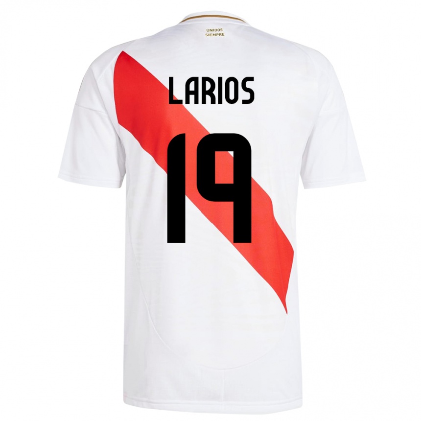 Kids Football Peru Guillermo Larios #19 White Home Jersey 24-26 T-Shirt