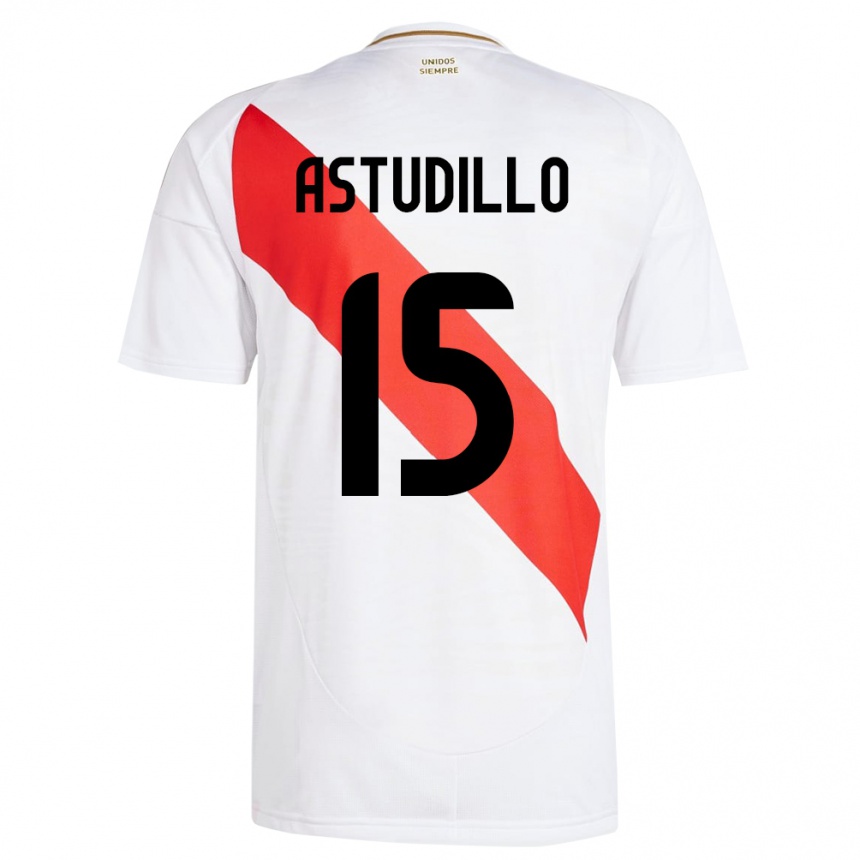 Kids Football Peru Julinho Astudillo #15 White Home Jersey 24-26 T-Shirt