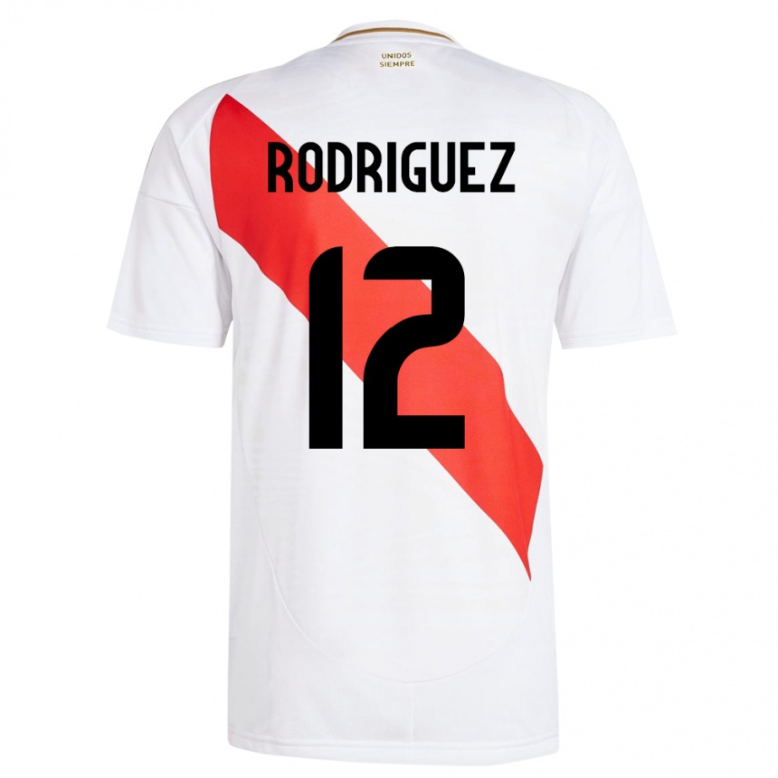 Kids Football Peru Jhefferson Rodríguez #12 White Home Jersey 24-26 T-Shirt