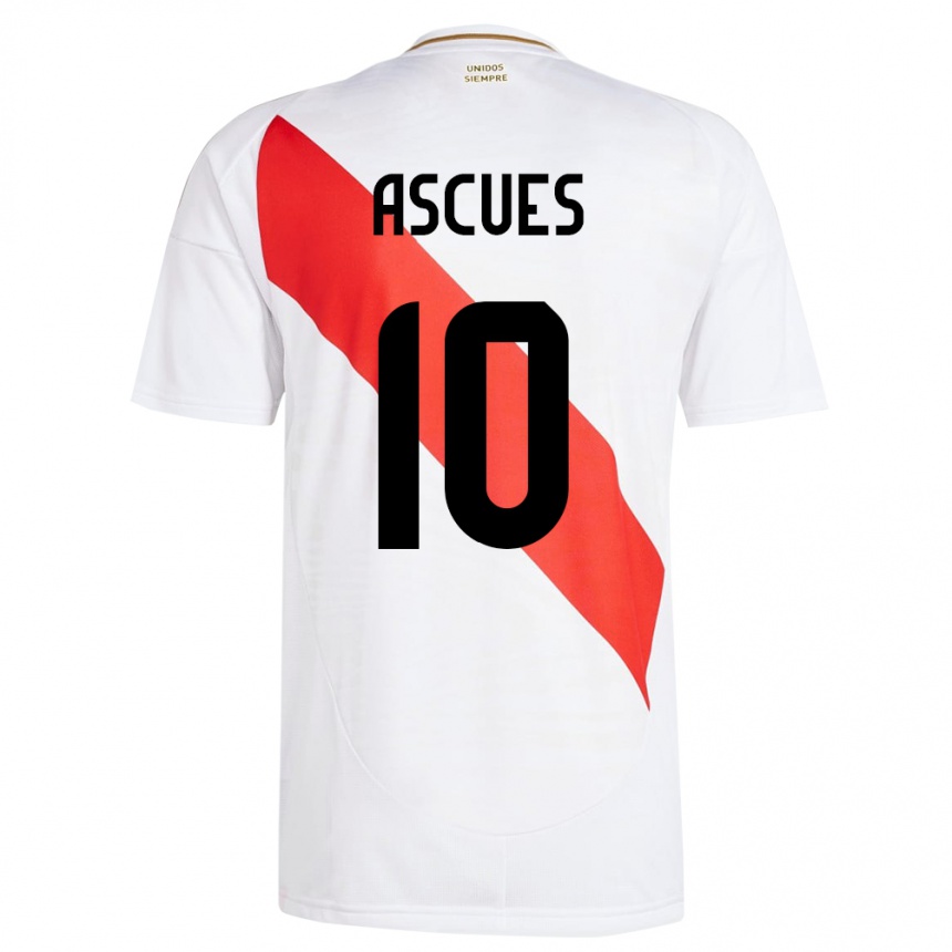 Kids Football Peru Adrián Ascues #10 White Home Jersey 24-26 T-Shirt