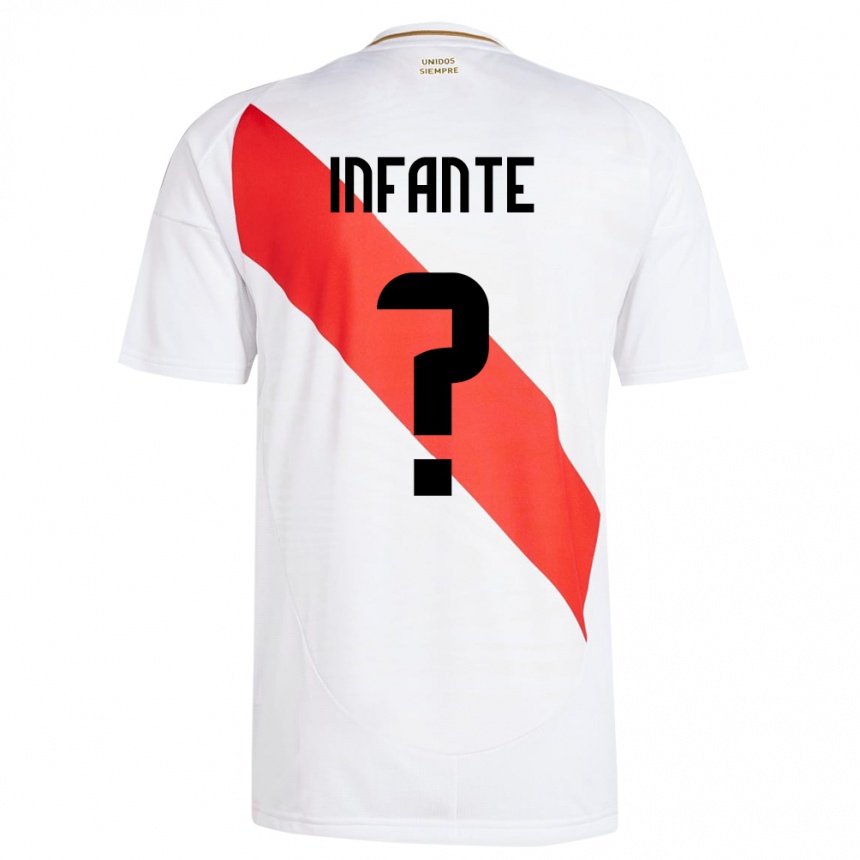 Kids Football Peru Maycol Infante #0 White Home Jersey 24-26 T-Shirt