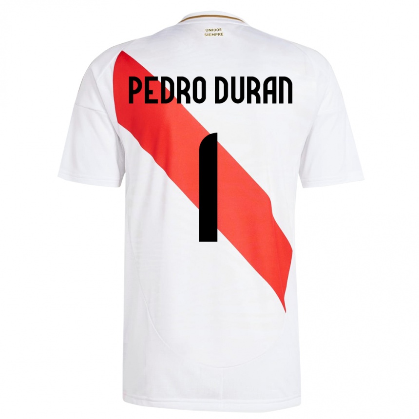 Kids Football Peru Juan Pedro Durán #1 White Home Jersey 24-26 T-Shirt