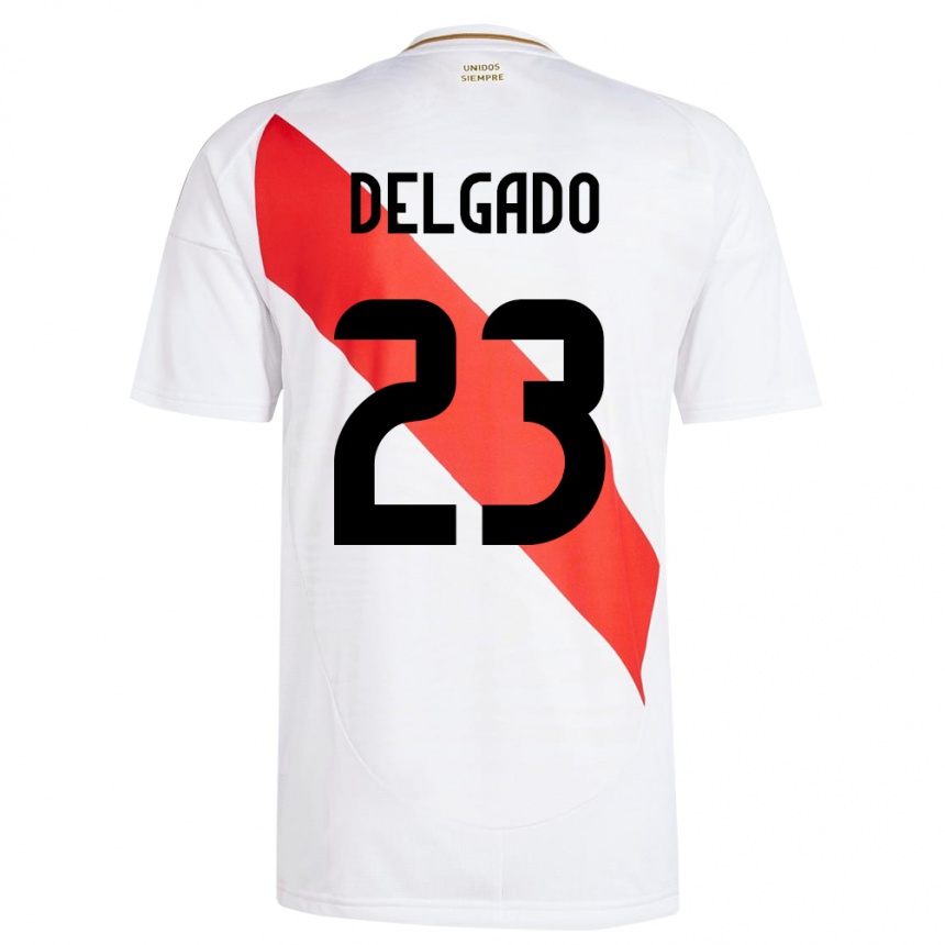 Kids Football Peru Valentino Delgado #23 White Home Jersey 24-26 T-Shirt